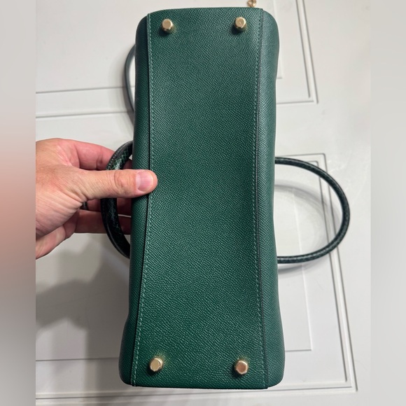 Coach Darcie Green Pebbled Leather Snake Skin Handles Carryall Bag Excellent - Picture 7 of 9